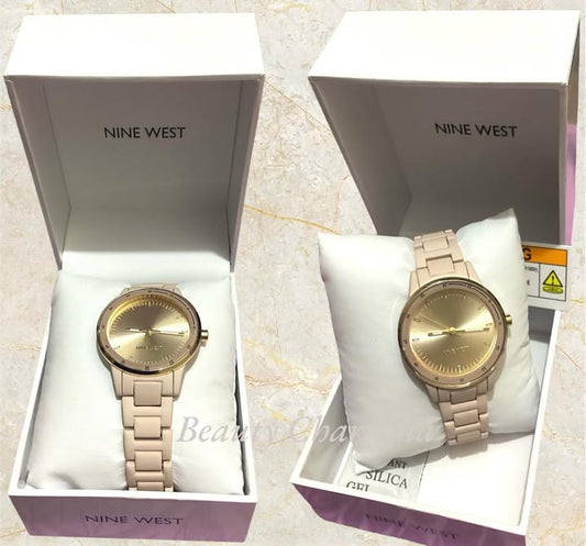 Nine West Women’s Quartz Light Pink Alloy Link Bracelet