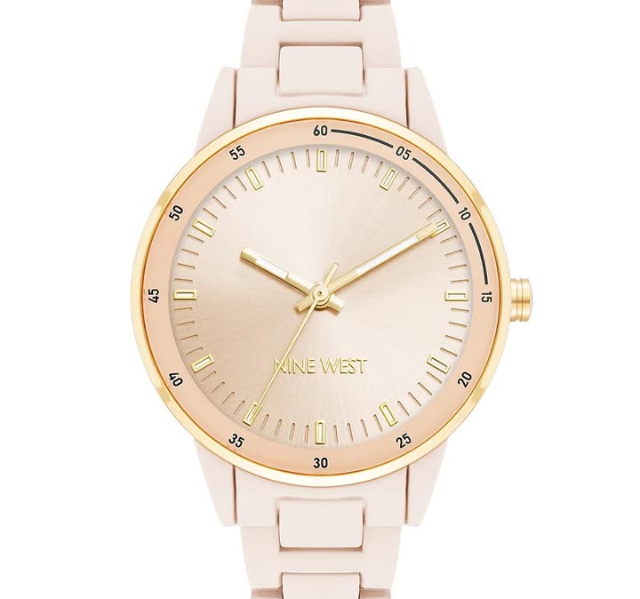 Nine West Women’s Quartz Light Pink Alloy Link Bracelet
